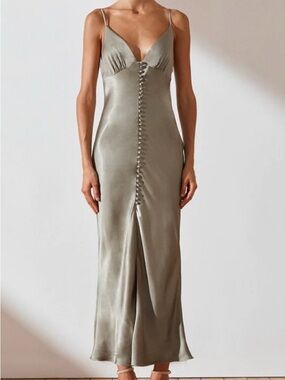 Shona Joy Button-Front Maxi Dress La Lune Sage dress